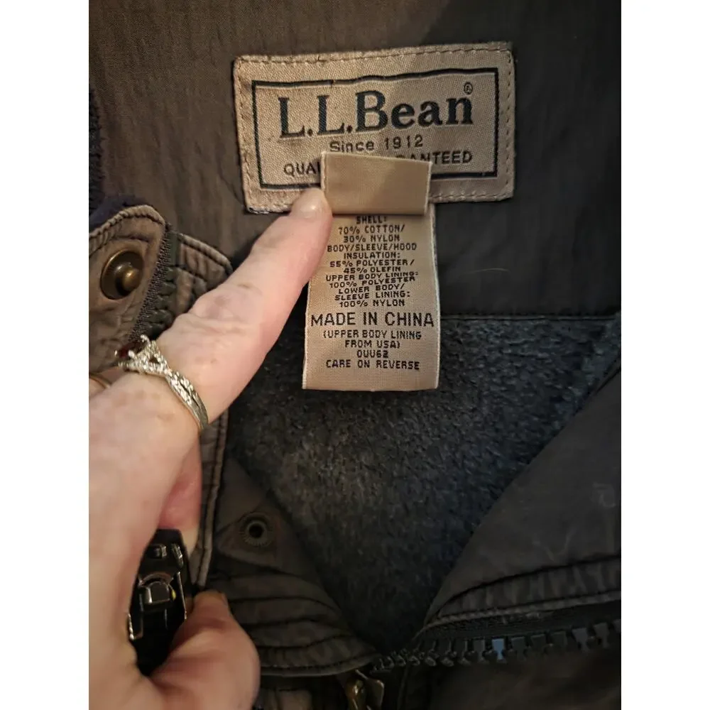 Vintage LL Bean Parka Coat Cotton Insulated USA Mens XL Green Winter Ski Lodge